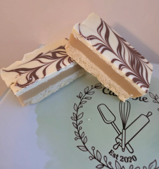 Caramel Shortbread Slice (white choc)